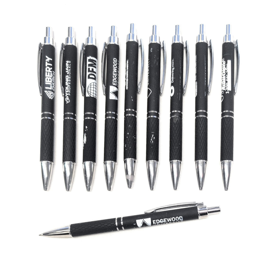 10ct Lot Soft touch Misprint Metal Cross-Grip Retractable Pens: BLACK