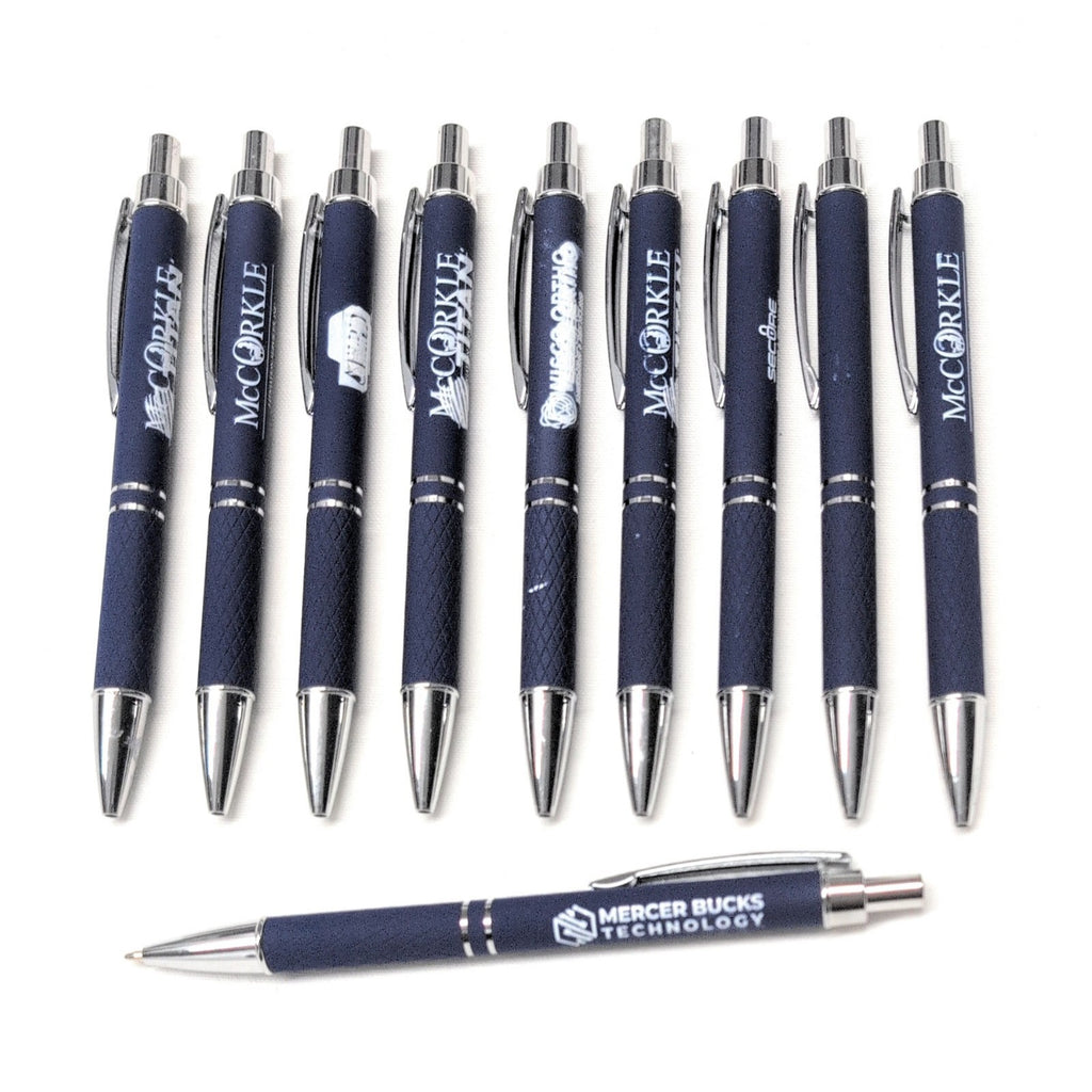 10ct Lot Soft touch Misprint Metal Cross-Grip Retractable Pens: NAVY BLUE