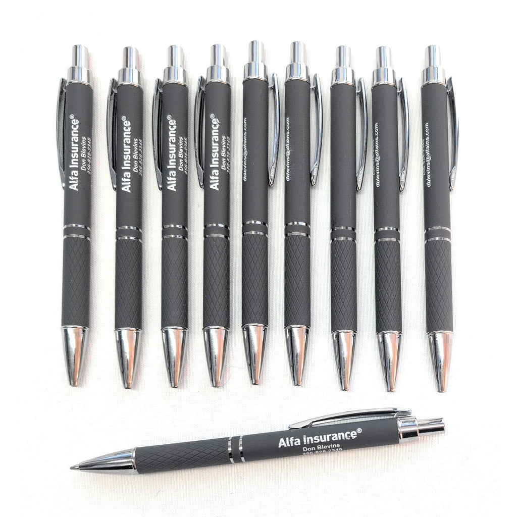 10ct Lot Soft touch Misprint Metal Cross-Grip Retractable Pens: SILVER GRAY GREY