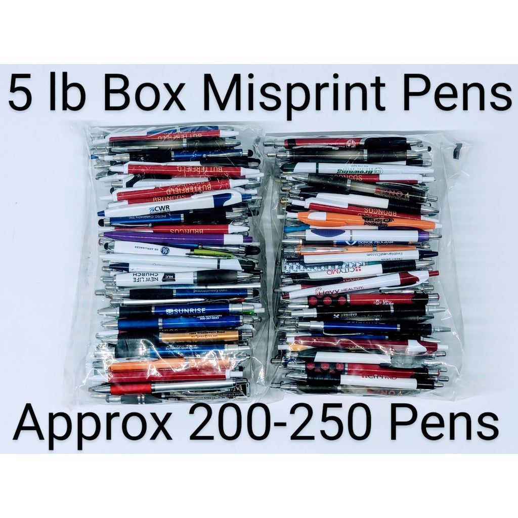 5lb Wholesale BULK lot Misprint Plastic Retractable Click Pens: 200-250 Per Box