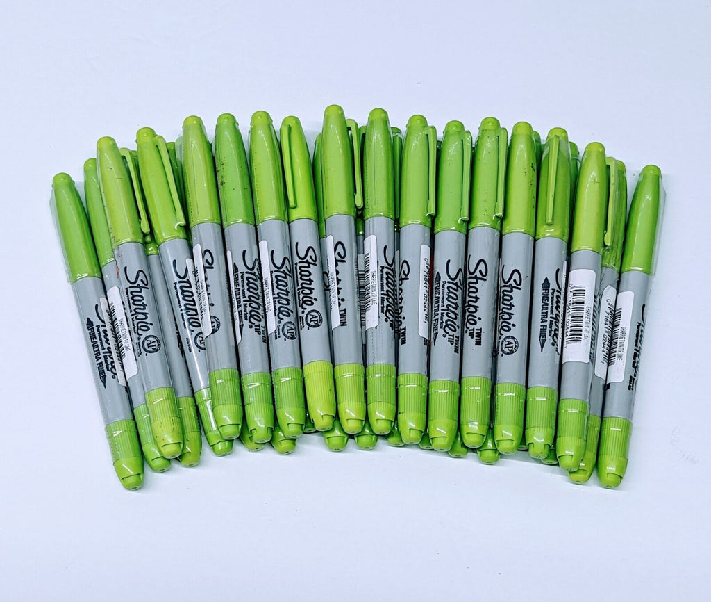 30 Count Sharpie Markers: Fine/Ultra TwinTip LIME GREEN