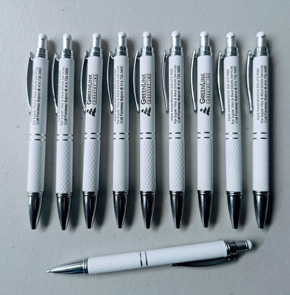 10 Count Misprint Metal Cross-Grip Stylus Pens: WHITE